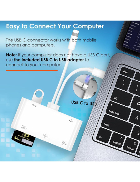 Lector de Tarjetas 9-en-1 Ceotsak USB-C Lightning para iPhone Lector de Tarjetas 9-en-1 Ceotsak USB-C Lightning para iPhone