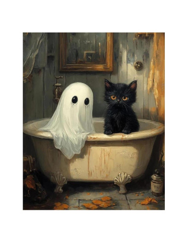 Kit de Pintura por Números Clendo Gato Fantasma 40x50 cm