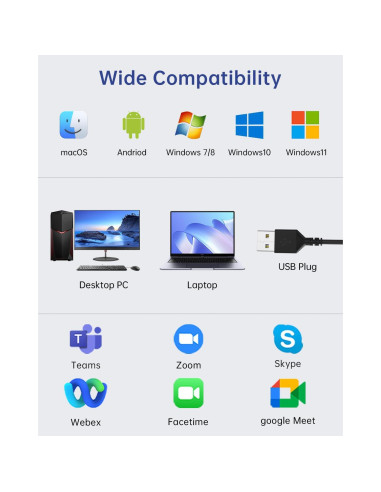 Auriculares USB Masajoy CM7003 con micrófono y cancelación de ruido