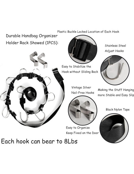 Organizador de Bolsos IZUS - Soporte Colgante 20 Ganchos Negro Organizador de Bolsos IZUS - Soporte Colgante 20 Ganchos Negro