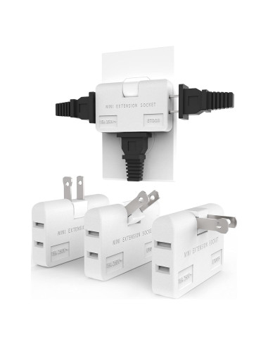 Extensor de Enchufe Rotatorio ETwinCoo 3 Vías Blanco