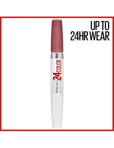 Pintalabios Líquido Maybelline Super Stay 24 2-Pasos Castaño y Púrpura
