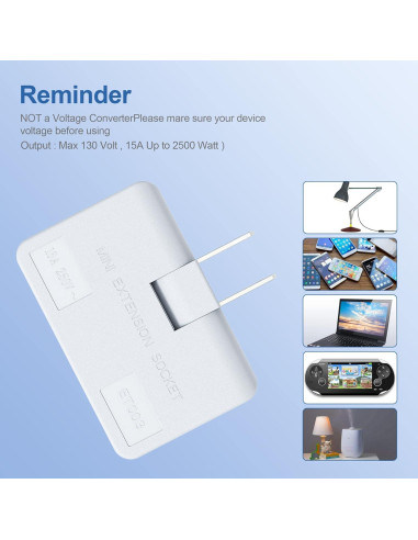 Extensor de Enchufe Rotatorio ETwinCoo 3 Vías Blanco
