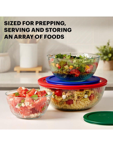 Juego de Cuencos de Mezcla de Vidrio Pyrex 6 Piezas 1.23-4.26L Juego de Cuencos de Mezcla de Vidrio Pyrex 6 Piezas 1.23-4.26L