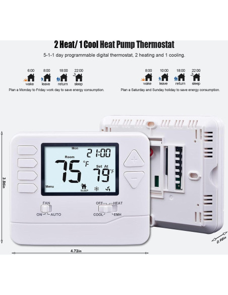 Termostato Programable Heagstat H725 2 Calor 1 Frío 4.5" Termostato Programable Heagstat H725 2 Calor 1 Frío 4.5"