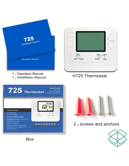 Termostato Programable Heagstat H725 2 Calor 1 Frío 4.5" Termostato Programable Heagstat H725 2 Calor 1 Frío 4.5"