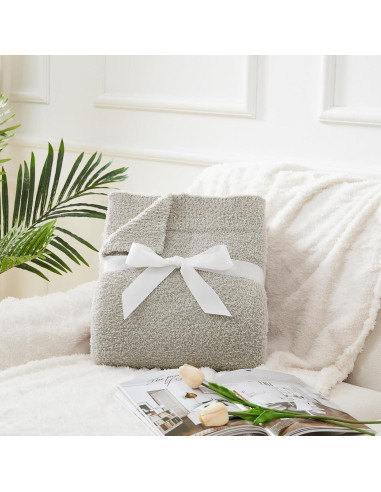Manta de Tejer CYMULA Gris Claro 127x152 cm Microfibra Suave