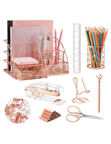 Set de Suministros de Oficina KAAKOW en Oro Rosa - 10 Piezas