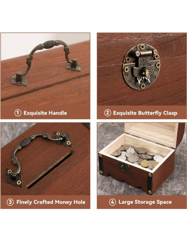 Banca de Cerdo de Madera Ragyzity con Cerradura 19x15x15 cm