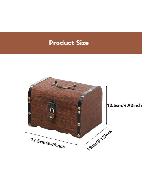 Banca de Cerdo de Madera Ragyzity con Cerradura 19x15x15 cm Banca de Cerdo de Madera Ragyzity con Cerradura 19x15x15 cm