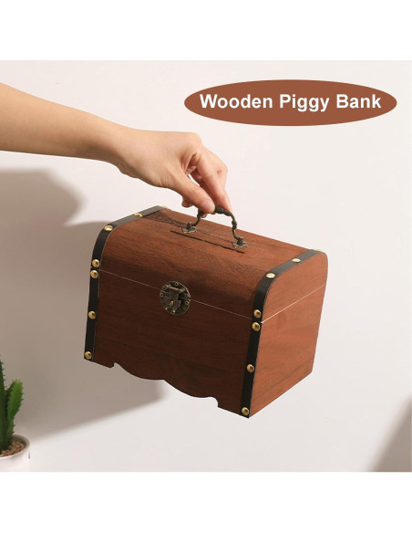 Banca de Cerdo de Madera Ragyzity con Cerradura 19x15x15 cm Banca de Cerdo de Madera Ragyzity con Cerradura 19x15x15 cm