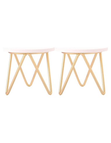 Mueble Miniatura Mesa Redonda de Madera 2pcs 8x8x7.4cm Toddmomy