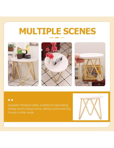 Mueble Miniatura Mesa Redonda de Madera 2pcs 8x8x7.4cm Toddmomy