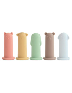 Títeres de dedo de silicona Mushie 5-pack para niños