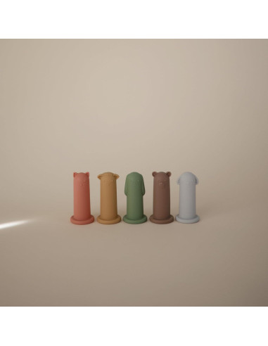 Títeres de dedo de silicona Mushie 5-pack para niños