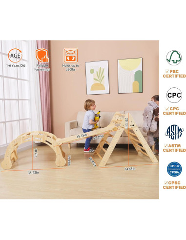 Conjunto de Escalada Pikler 8 en 1 para Niños 1-7 Años