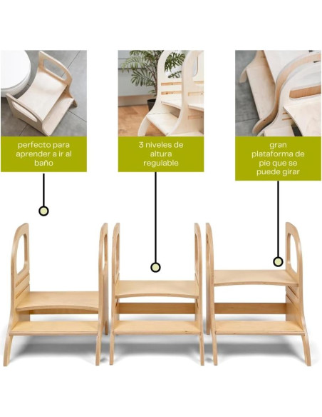 Taburete Ajustable MIIMO Ette Tete para Niños - Madera Taburete Ajustable MIIMO Ette Tete para Niños - Madera