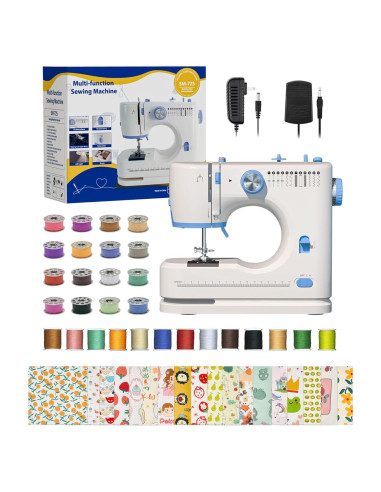 Máquina de Coser Portátil Nexgenz FY-520, 12 Patrones, Azul y Blanco