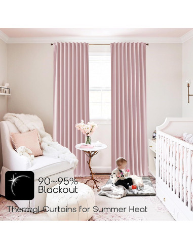 Cortinas Opacas Rosa Bebé SHINELAND 160x132 cm 2 Piezas