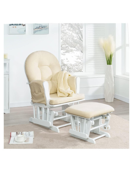 Conjunto Glider y Ottoman Naomi Home - Silla de Lactancia Blanca Conjunto Glider y Ottoman Naomi Home - Silla de Lactancia Blanca