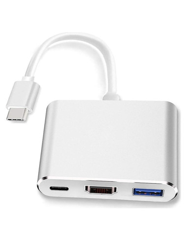 Adaptador USB-C a HDMI 4K Milu - Multiport 3 en 1 Plata