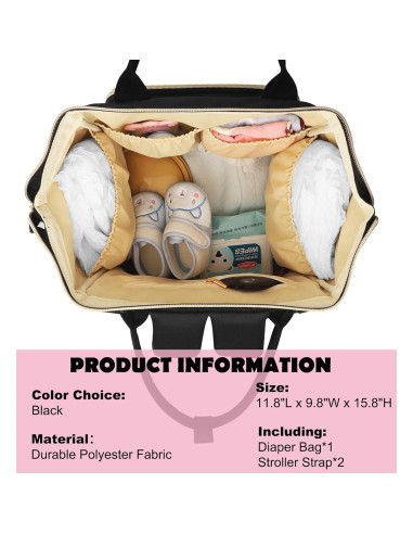 Mochila de Pañales Femuar Multifuncional Negra 37L