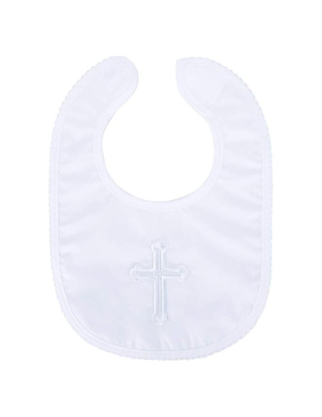 Bib de Bautizo Algodón Suave Unisex con Cruz Bordada Bib de Bautizo Algodón Suave Unisex con Cruz Bordada