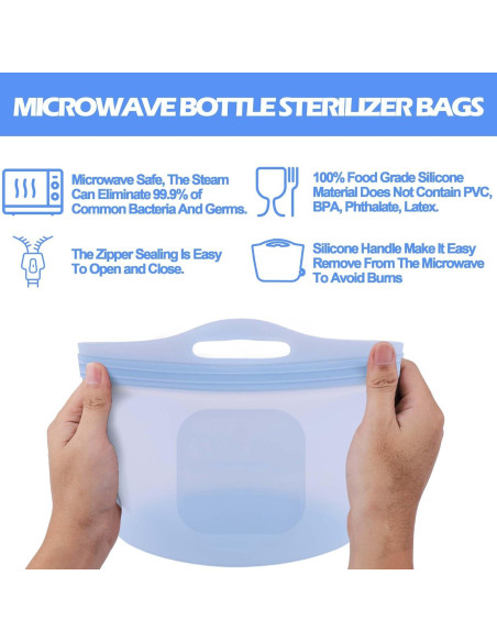 Bolsas de Vapor de Silicona Palksky 2L para Microondas Azul Bolsas de Vapor de Silicona Palksky 2L para Microondas Azul
