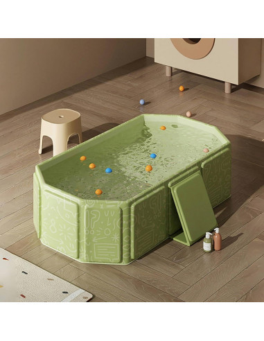 Bañera Plegable para Niños Yiwu Verde con Tapón de Drenaje