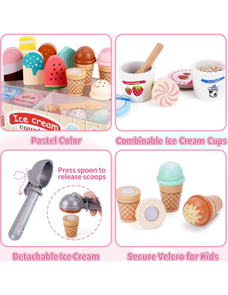 Juguete de Helado de Madera Shen Zhen 25.5x18 cm para Niños Juguete de Helado de Madera Shen Zhen 25.5x18 cm para Niños