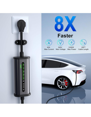 Cargador EV Nivel 2 QPQ 40A 240V 25FT con App Inteligente