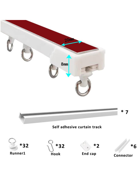 Riel de Cortina Autoadhesivo FSLGEFUL 2.99 m Sin Perforaciones Riel de Cortina Autoadhesivo FSLGEFUL 2.99 m Sin Perforaciones