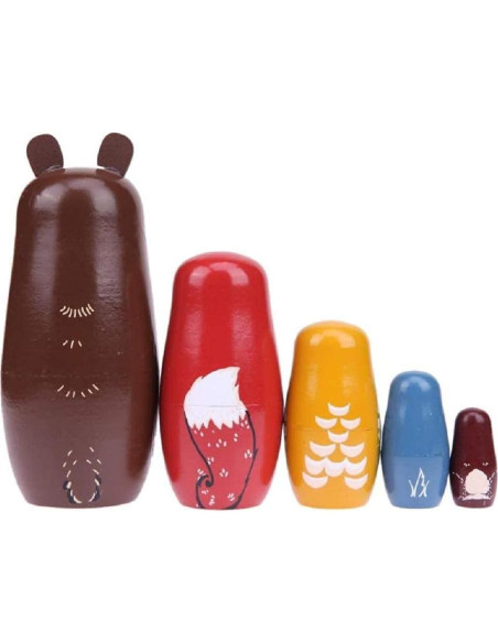 Muñecas Rusas de Animales Konrisa - 5 Osos de Madera Hechas a Mano Muñecas Rusas de Animales Konrisa - 5 Osos de Madera Hechas a Mano