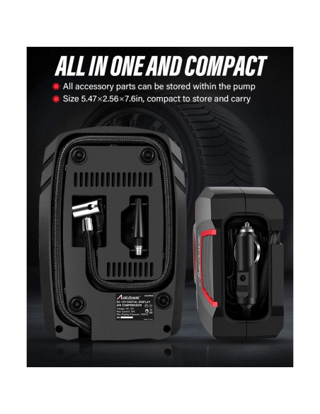 Compresor de Aire 12V Avid Power ACAP600 con Manómetro Digital Compresor de Aire 12V Avid Power ACAP600 con Manómetro Digital