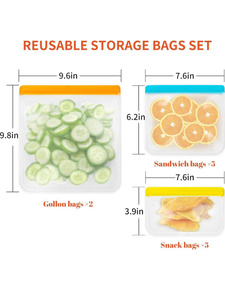 Bolsas de Almacenamiento Reutilizables ENLOY 12 Piezas 7.57L Bolsas de Almacenamiento Reutilizables ENLOY 12 Piezas 7.57L