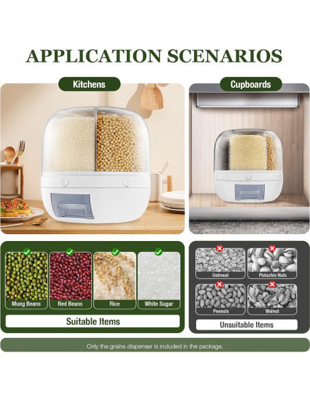 Dispensador de Granos QQDETRR 6 Compartimentos 6kg Hermético Dispensador de Granos QQDETRR 6 Compartimentos 6kg Hermético
