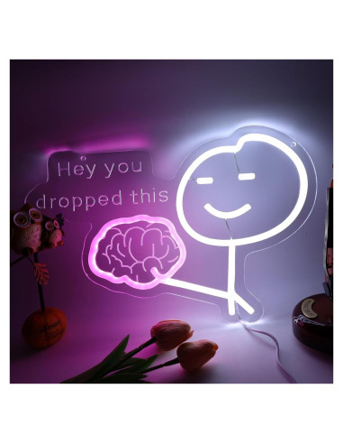 Luz de Neón LED Cerebro Rosa para Decoración de Habitaciones