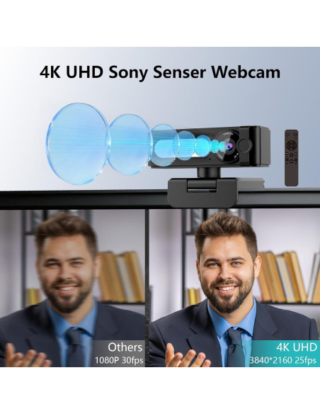 Cámara Web 4K Sameuo G53-4K con Micrófonos AI y Luz LED Cámara Web 4K Sameuo G53-4K con Micrófonos AI y Luz LED