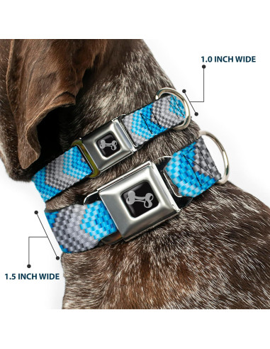 Collar para Perro Buckle-Down Mediano Chevron Grises/Azules 2.54cm