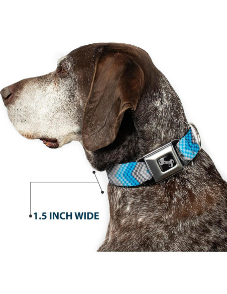 Collar para Perro Buckle-Down Mediano Chevron Grises/Azules 2.54cm Collar para Perro Buckle-Down Mediano Chevron Grises/Azules 2.54cm