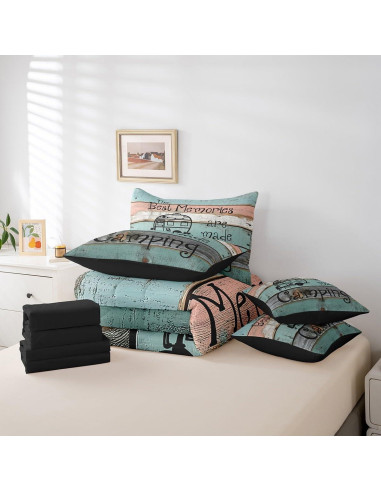 Conjunto de cama Erosebridal 7 piezas Queen Camping Verde