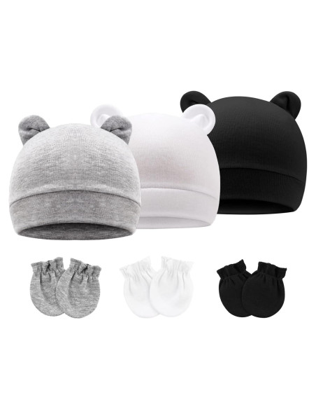 Conjunto Gorras y Manoplas BQUBO Bebés Algodón 0-6 Meses Conjunto Gorras y Manoplas BQUBO Bebés Algodón 0-6 Meses
