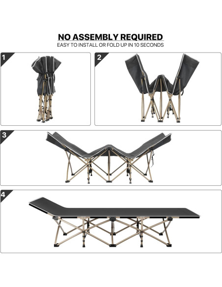 Cama Plegable MoNiBloom para Camping, Soporta 163 kg, Negra Cama Plegable MoNiBloom para Camping, Soporta 163 kg, Negra