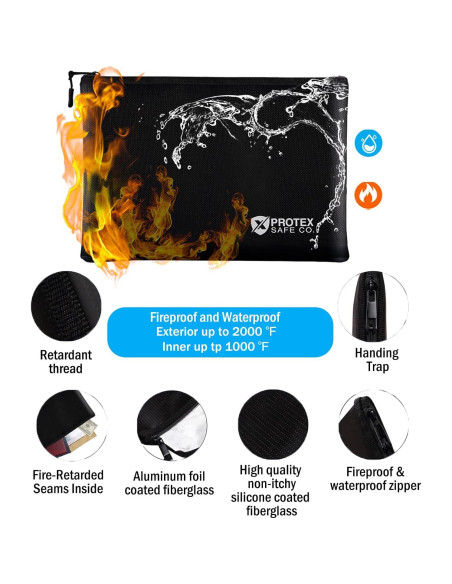 Bolsa Ignífuga ProtexSafe - 2 Piezas, Resistente al Agua y Fuego Bolsa Ignífuga ProtexSafe - 2 Piezas, Resistente al Agua y Fuego