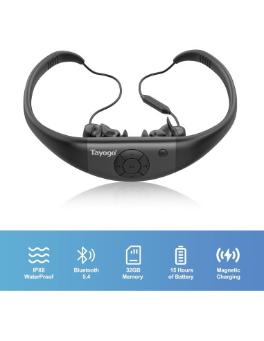 Reproductor MP3 a Prueba de Agua Tayogo W18 32GB Bluetooth 5.4