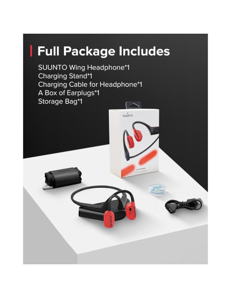 Auriculares SUUNTO Wing Conducción Ósea Bluetooth Rojo IP67 Auriculares SUUNTO Wing Conducción Ósea Bluetooth Rojo IP67