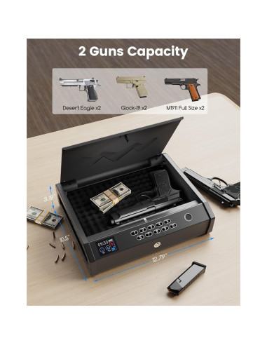 Caja Fuerte Biométrica MOLICAR para Armas con Pantalla LCD