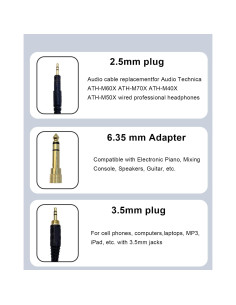 Cable de Reemplazo Audio-Technica ATH-M50x 1.3m a 3m Enrollado 2