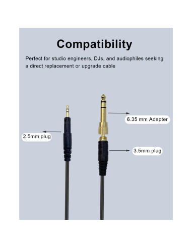 Cable de Reemplazo Audio-Technica ATH-M50x 1.3m a 3m Enrollado