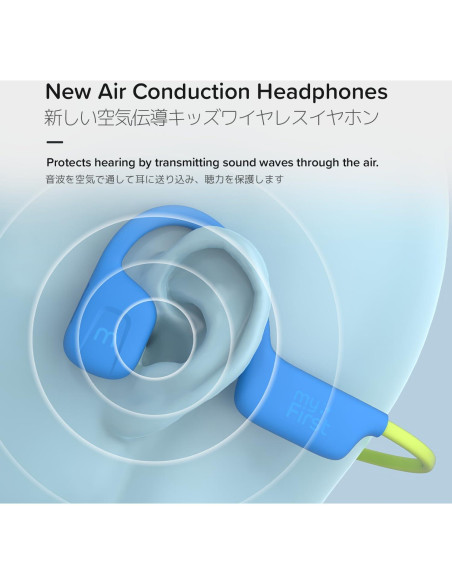 Auriculares Inalámbricos Bluetooth myFirst Airwaves para Niños - Azul, 85dB Auriculares Inalámbricos Bluetooth myFirst Airwaves para Niños - Azul, 85dB